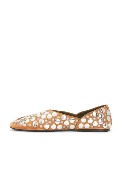 Khaite Jane Studded Suede Ballet Flats In Brown