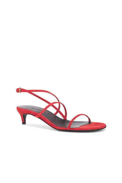 Khaite Loop Suede Kitten-heel Sandals In Red