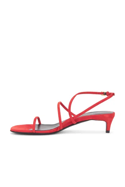 Khaite Loop Suede Kitten-heel Sandals In Red