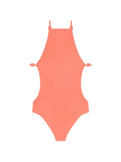 Courrèges Cut-out Swimsuit In Orange
