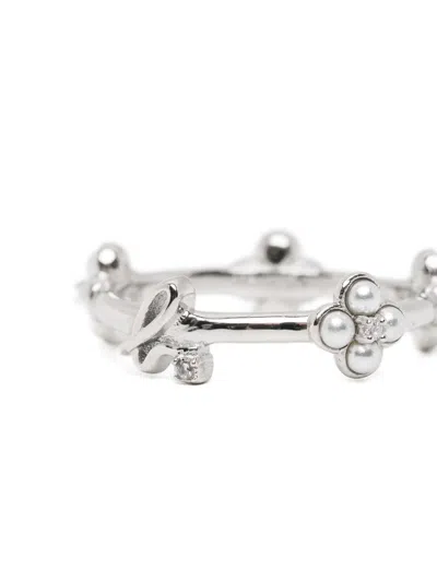 Agnès B. Double Bloom Ring In Metallic