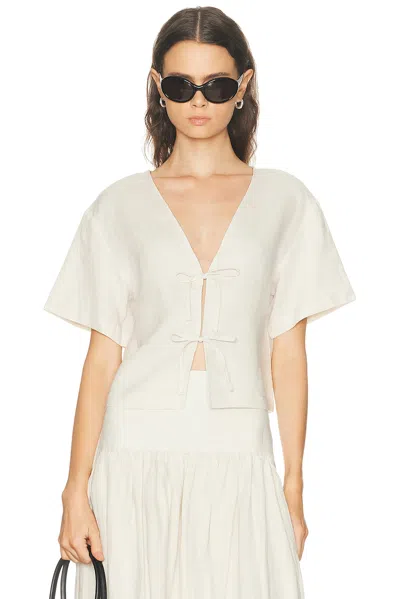 Staud Ava Linen Top In Natural In White