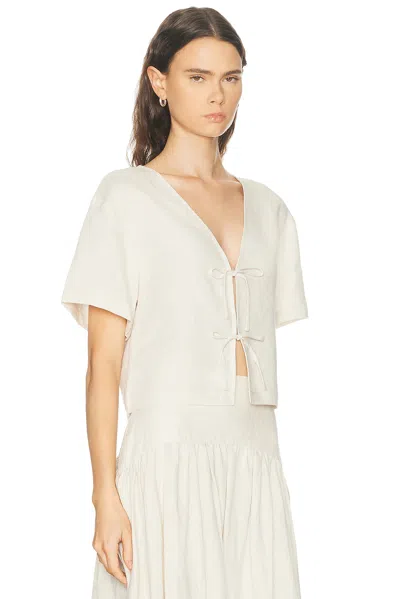 Staud Ava Linen Top In Natural In White