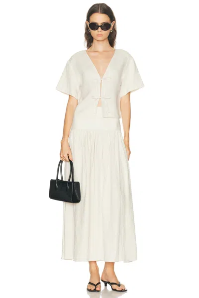 Staud Ava Linen Top In Natural In White