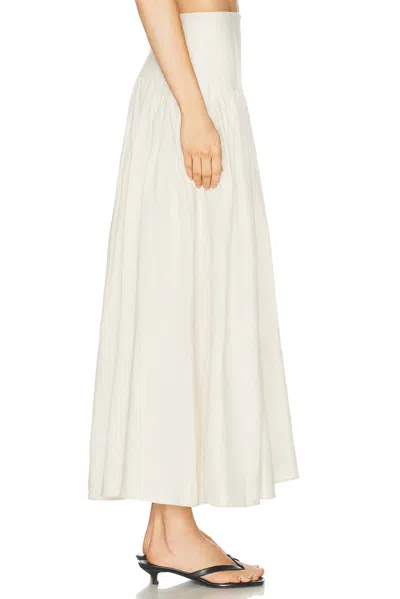 Staud Procida Gathered Midi High Waist Dress In White
