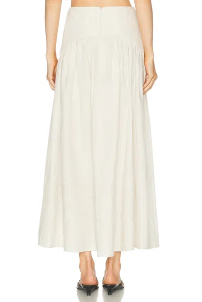 Staud Procida Gathered Midi High Waist Dress In White
