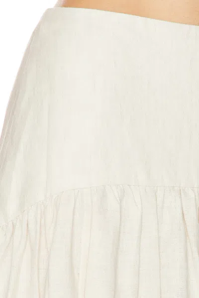 Staud Procida Gathered Midi High Waist Dress In White