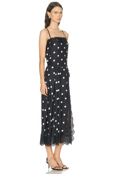 Sportmax Capo Polka Dot Lace Trim Silk Slipdress In Black