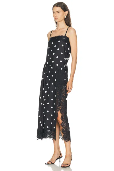 Sportmax Capo Polka Dot Lace Trim Silk Slipdress In Black