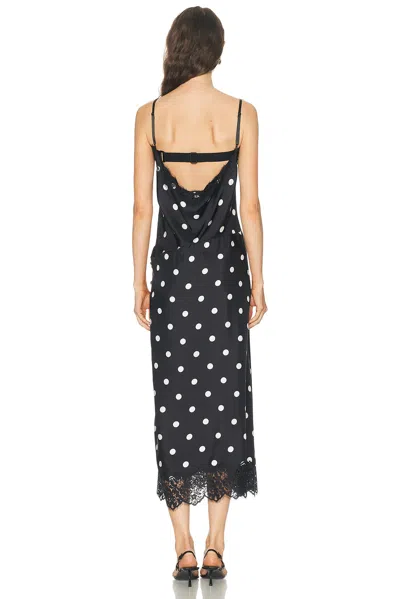 Sportmax Capo Polka Dot Lace Trim Silk Slipdress In Black