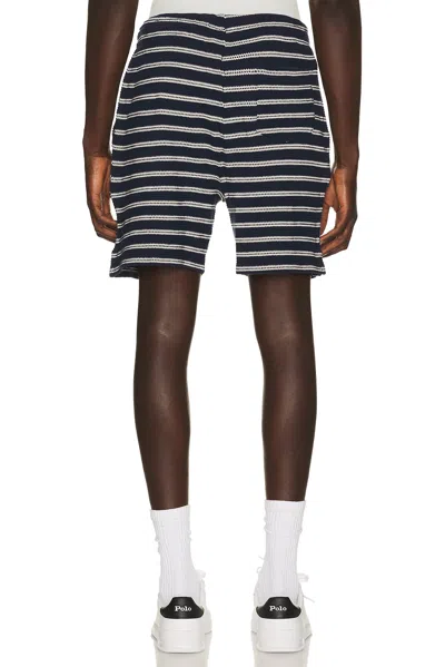 Polo Ralph Lauren Cotton Club Bar Stripe Textured Pull On Short In Blue
