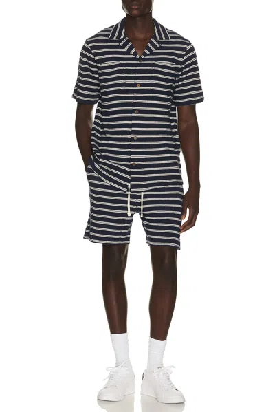Polo Ralph Lauren Cotton Club Bar Stripe Textured Pull On Short In Blue