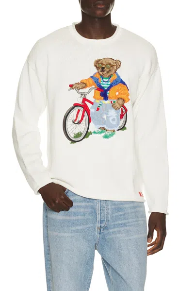 Polo Ralph Lauren Long Sleeve Cotton Novelty Harbor Island Bear Rollneck Sweater In White