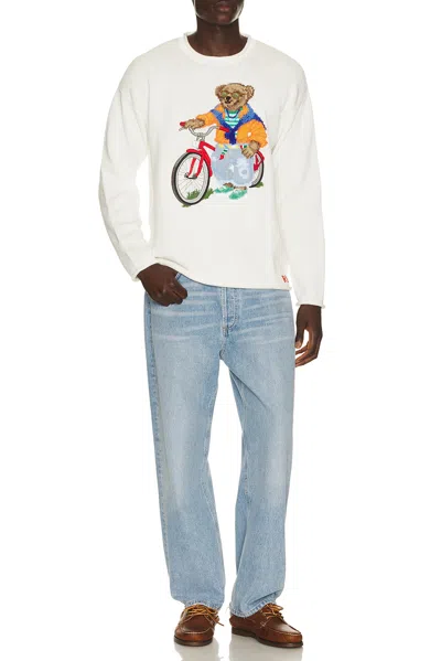 Polo Ralph Lauren Long Sleeve Cotton Novelty Harbor Island Bear Rollneck Sweater In White