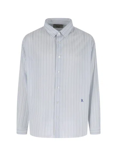 Ranra Stripe-pattern Logo-embroidered Shirt In Blue