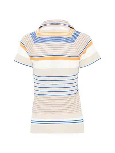 Lacoste Striped Collared Polo Top In Multi