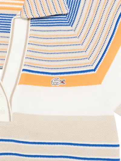 Lacoste Striped Collared Polo Top In Multi