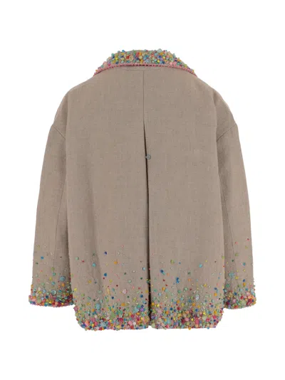 Péro Bead-details Linen Jacket In Multi