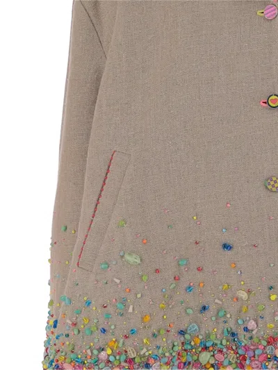 Péro Bead-details Linen Jacket In Multi