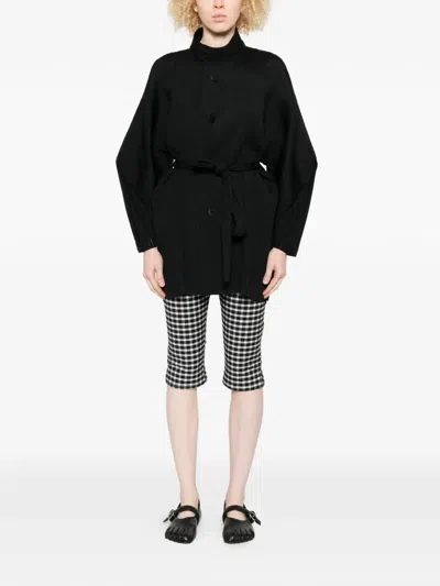 Issey Miyake Buttoned Coat In Black