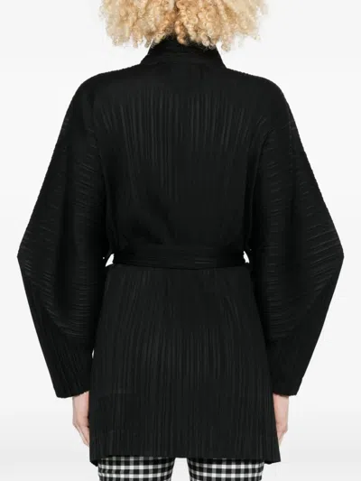 Issey Miyake Buttoned Coat In Black