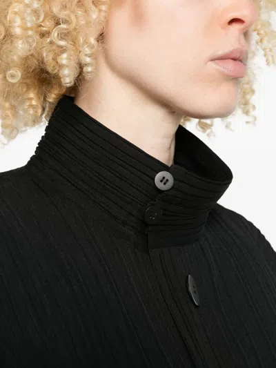 Issey Miyake Buttoned Coat In Black