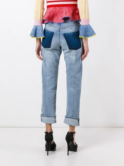 Shop Alexander Mcqueen Turn Up Boyfriend Jeans In Blue