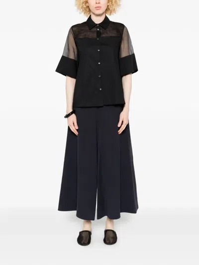 Why Ci Sheer-panel Shirt In Black