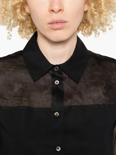 Why Ci Sheer-panel Shirt In Black
