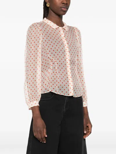 N°21 Polka-dot Sheer Top In Pink
