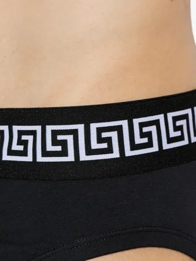 Versace Greca Logo Briefs In Black