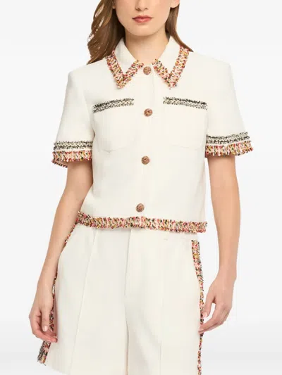 Cinq À Sept Fringed Collared Jacket In Multi