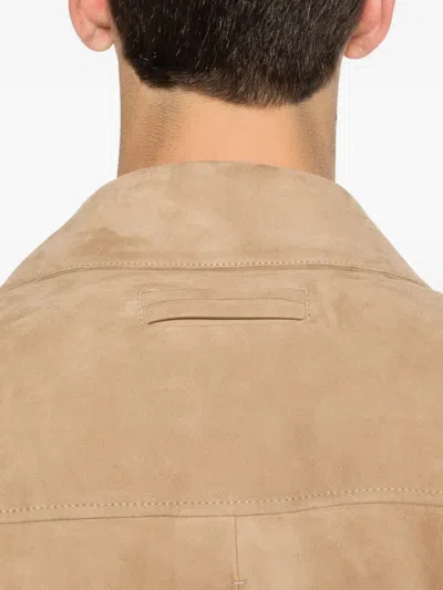 Zegna Long-sleeved Button Jacket In Brown