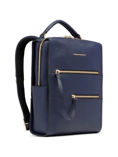 Piquadro Leather Ipad® Backpack In White