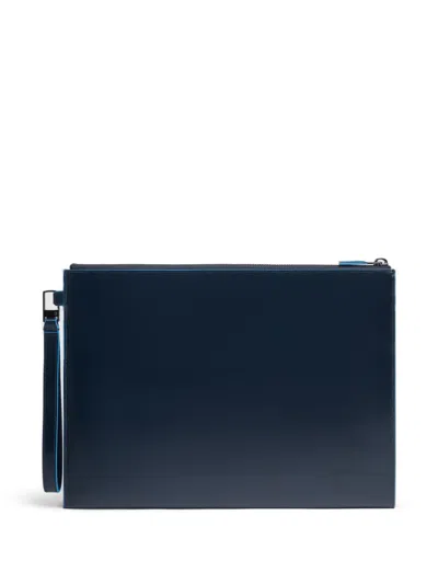 Piquadro Ipad Compartment Leather Clutch In Pattern