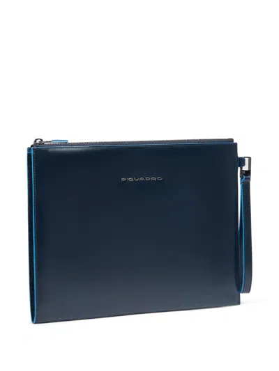 Piquadro Ipad Compartment Leather Clutch In Pattern