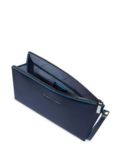 Piquadro Ipad Compartment Leather Clutch In Pattern