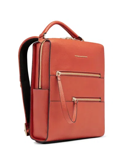 Piquadro Zip Leather Backpack In Pattern