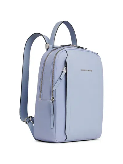 Piquadro Leather Textile Backpack In Red