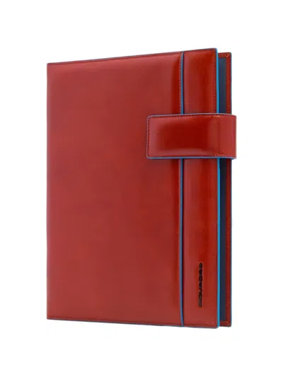 Piquadro Leather Planner In Red