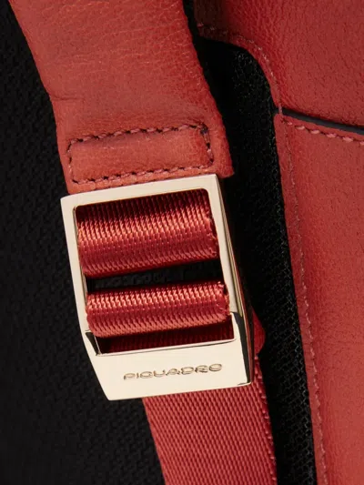 Piquadro Zip Leather Backpack In Orange