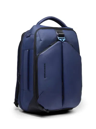 Piquadro Panelled Ripstop Backpack In Blue