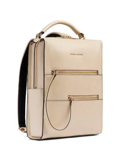Piquadro Leather Backpack In Neutral