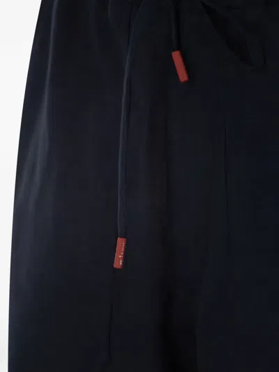 Kiton Drawstring Linen Trousers In Blue
