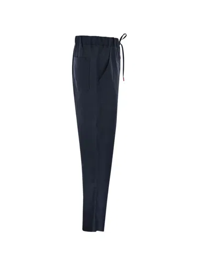 Kiton Drawstring Linen Trousers In Blue