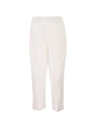 Kiton Tailored Linen Drawstring Trousers In White