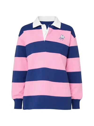 Mother Piece Huddle Long Sleeve Tee In Estate Blue And Begonia Pink In Multi