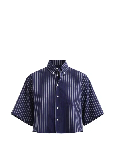 Derek Lam 10 Crosby Ember Cropped Button Down Shirt In Blue