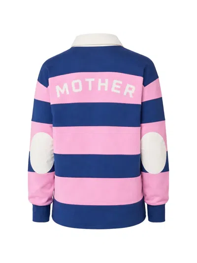 Mother Piece Huddle Long Sleeve Tee In Estate Blue And Begonia Pink In Multi