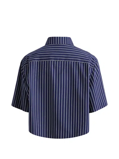 Derek Lam 10 Crosby Ember Cropped Button Down Shirt In Blue